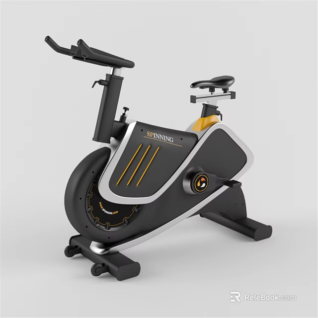 High Quality Spinning Bike For Home Gym With Black White Yellow Design 3d model 