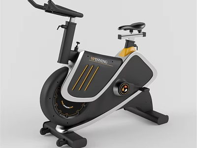 High Quality Spinning Bike For Home Gym With Black White Yellow Design 3d model
