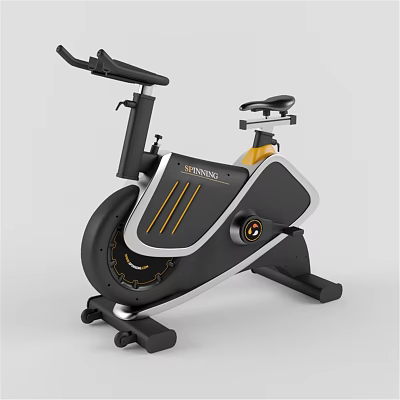 High Quality Spinning Bike For Home Gym With Black White Yellow Design 3d model