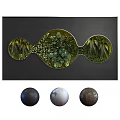 Green Plant Wall Decorative Artwork With Black Background And Oval Design