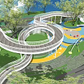 Modern Observation Deck Park Special-shaped Landscape Bridge Curve Aerial Plank Road Viewing Platform 3d model