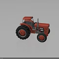 Red Tractor With Open Cab Large Black Wheels And Reflective Surface 3d model