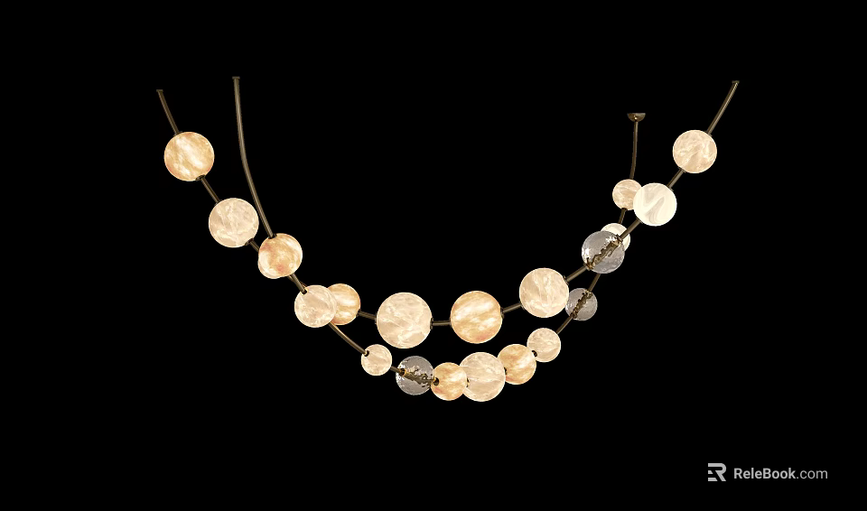 Elegant Layered Round Gold Silver Beads Pendant Decorative Jewelry Design 3d model 