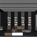 Modern Minimalist Lounge Area With Beige Sofa Coffee Table Bookshelves And World Map Art