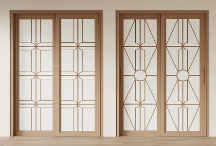 Japanese-style sliding door 3d model