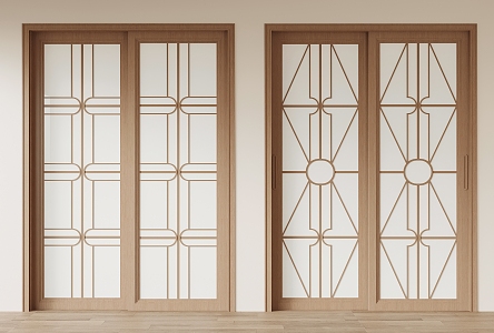 Japanese-style sliding door 3d model