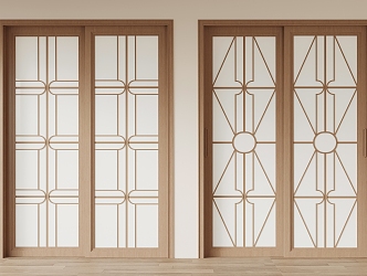 Japanese-style sliding door 3d model