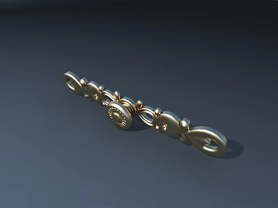 Golden Decorative Metal Handle With Ornate Patterns For Furniture And Cabinet Design 3d model