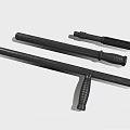 Black Long Handle Tools With Textured Grips And Various Sizes 3d model