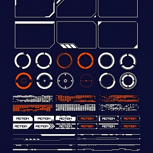 Cybertech Elements Sci-fi HUD Interface Future Tech Wind Cyberpunk Border Data Elements 3d model