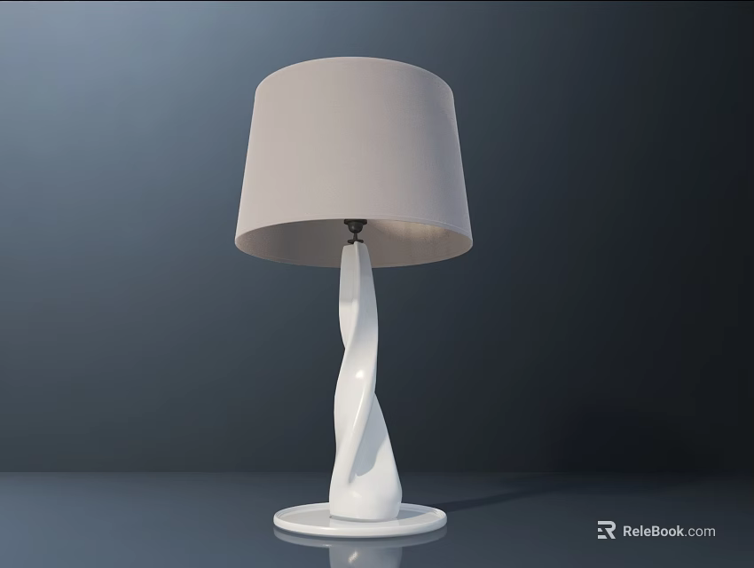 Modern Table Lamp With White Twisted Base And Beige Lampshade 3d model