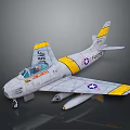 Detailed Gray Yellow Military Jet Fighter Model Airplane With US Stars And Serial Numbers