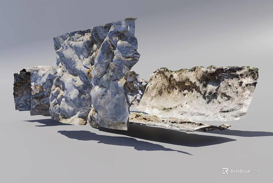 Natural Rock Mountain Cliff Formation With Layered Texture And Vegetation Cover 3d model 