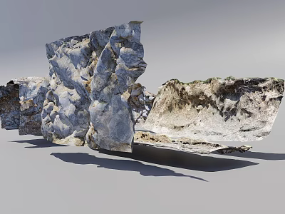 Natural Rock Mountain Cliff Formation With Layered Texture And Vegetation Cover 3d model