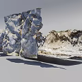 Natural Rock Mountain Cliff Formation With Layered Texture And Vegetation Cover