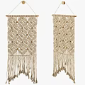 Bohemian Macramé Wall Hangings With Knitted Texture Wooden Balls And Tassels