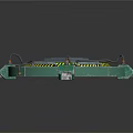 Cartoon Scene Of Green Circular Device With Yellow Warning Stripes Grid Top And Support Legs