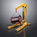 Yellow Industrial Crane Lifting Metal Block With Stable Base And Wheels