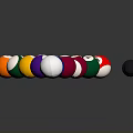 Billiard Accessories With Wooden Cue Colored Balls In Triangle Rack And White Cue Ball