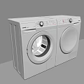 Two White Side by Side Washing Machines With Modern Control Panel Exterior Design 3d model