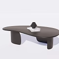 Modern Black Coffee Table With Curved Shape Unique Base And Stacked Books 3d model