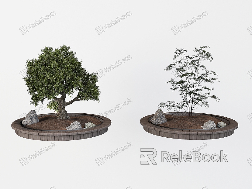 Landscape Seat Tree Pool Sitting Stool Green Planting Landscape Trees Garden Landscape Park Gardening Landscape Sick Landscape Stone model