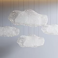 Decorative White Cloud Shaped Chandelier With Mesh Design Light Dots And Multiple Hanging Pendants 3d model
