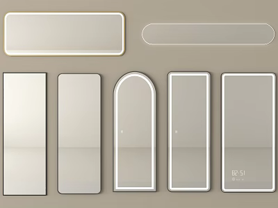 Modern Mirrors in Different Shapes with Lighted Frames for Home Decor 3d model