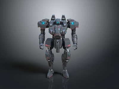 Futuristic Sci Fi Game Movie Character Metallic Mech Robot With Blue Glowing Parts 3d model