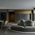 Modern Luxury Living Dining Room Interior With Green Plants Marble Coffee Table And Decor
