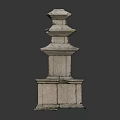 Traditional Stone Pagoda Structure With Multi Tiered Design And Square Base 3d model