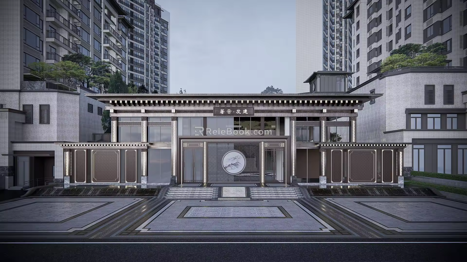 New Chinese-style Gate Demonstration Area 3d model