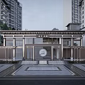 New Chinese-style Gate Demonstration Area 3d model
