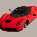 Red Sports Car With Streamlined Design And Black Wheels In Modern Indoor Gray Space