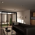 Modern Open Plan Living And Dining Room With Large Glass Sliding Doors And Stylish Furniture