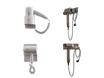 Wall Mounted Hair Dryers With Different Designs And Color Options 3d model