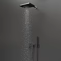 Black Wall Mounted Shower Faucet With Waterfall Flow And Handheld Sprayer