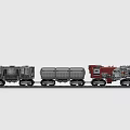 Red And Gray Building Blocks Train With Detailed Locomotive Carriages And Tracks