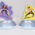 Two Stylish Decorative Figurines With Colorful Cartoon Characters On Light Up Bases