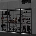 Dolls and Action Figures Collection Showcase in Glass Display Cabinets with Models