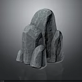 Gray Stacked Rock Formation With Textured Surface And Natural Sculptural Design