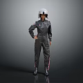 Pilot In Flight Suit With Helmet Standing Against Gray Background 3d model