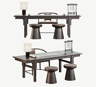 New Chinese Tea Table and Chair Desk 3d model