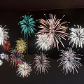 Colorful Fireworks Blooming Brightly Against Dark Night Sky For Celebration Event