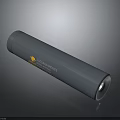 Gray Weapon Cylindrical Component Made Of Engineered Materials With Yellow Logo 3d model
