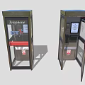 Contemporary Telephone Booths Featuring Glass Panels Closed Open Doors And Red Accents