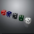 Assorted Colored Dice Including Red Blue Black Green White With White Dots As Daily Supplies