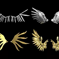 Gold And Silver Decorative Wing Ornaments With Metal Feather Design Details