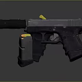 Modern Tactical Pistol with Black Grip Metal Barrel and Magazine Safety Indicator