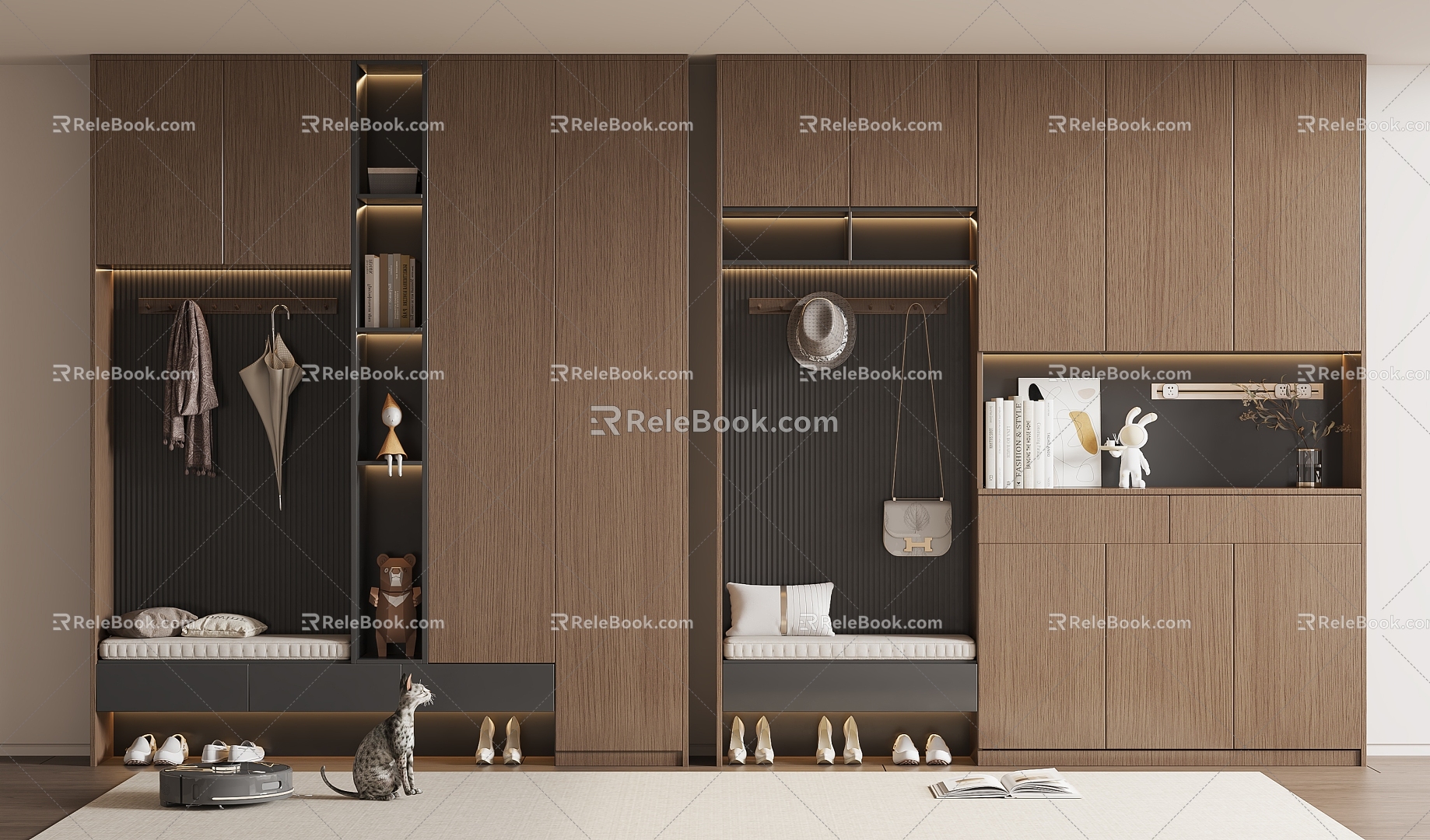 Middle style shoe cabinet 3d model